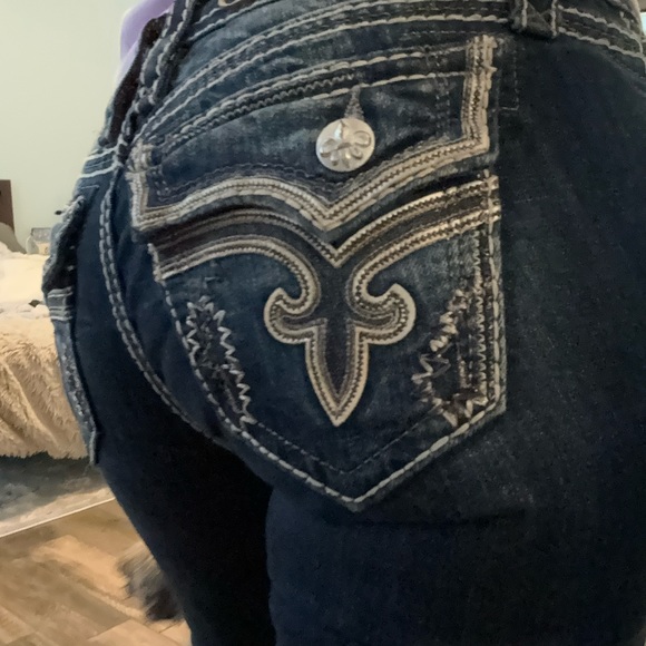 Rock Revival Dark Blue Easy Boot Kai jeans. Size 27 Rise 9” Inseam 32.5” - Picture 2 of 6